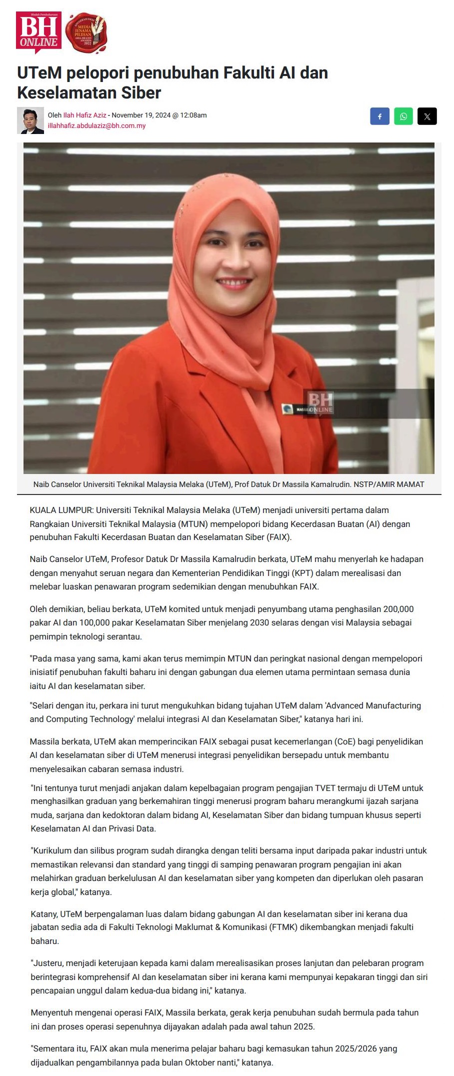 668 UTeM pelopori penubuhan Fakulti AI dan Keselamatan Siber 