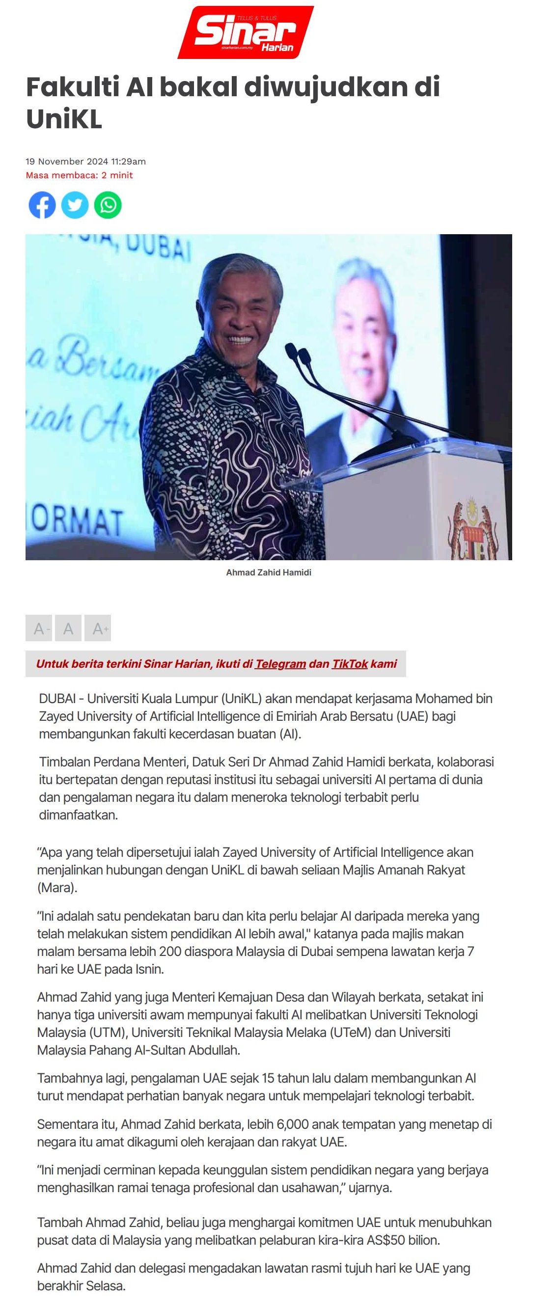 674 Fakulti AI bakal diwujudkan di UniKL 