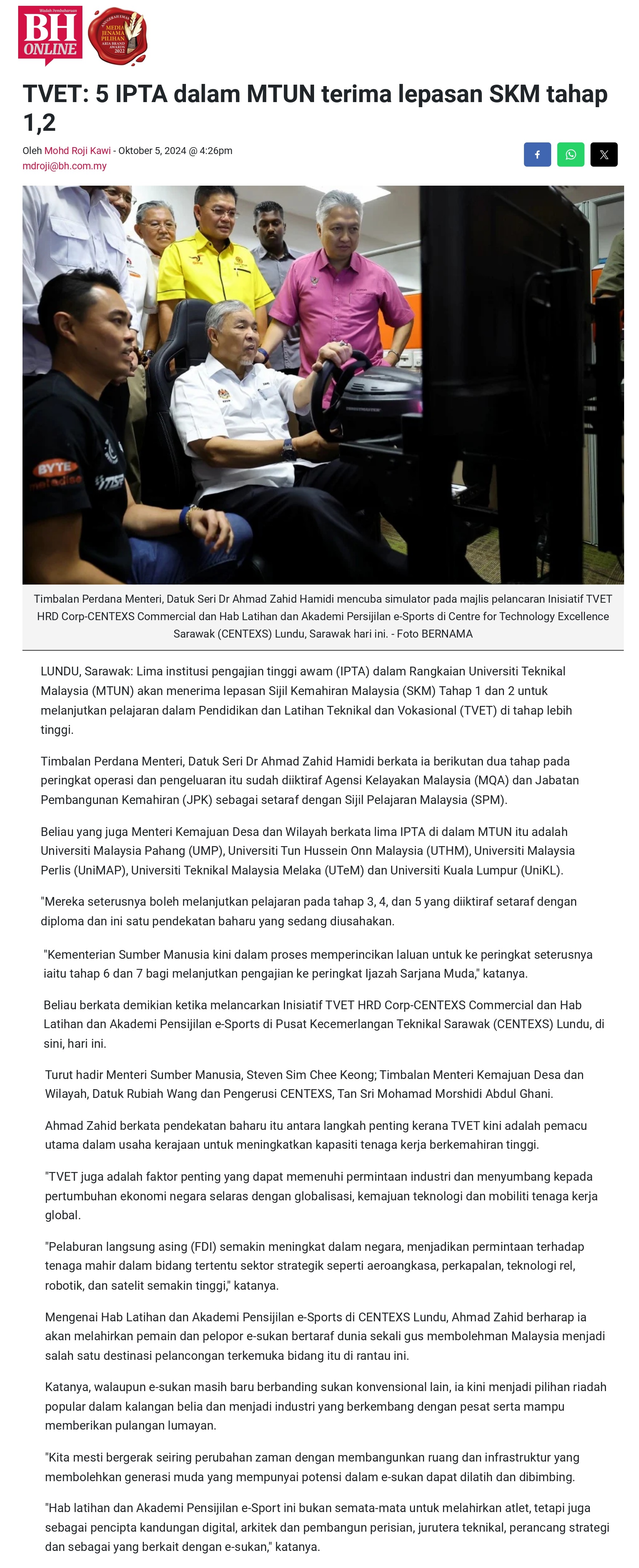 TVET: 5 IPTA dalam MTUN terima lepasan SKM tahap 1,2