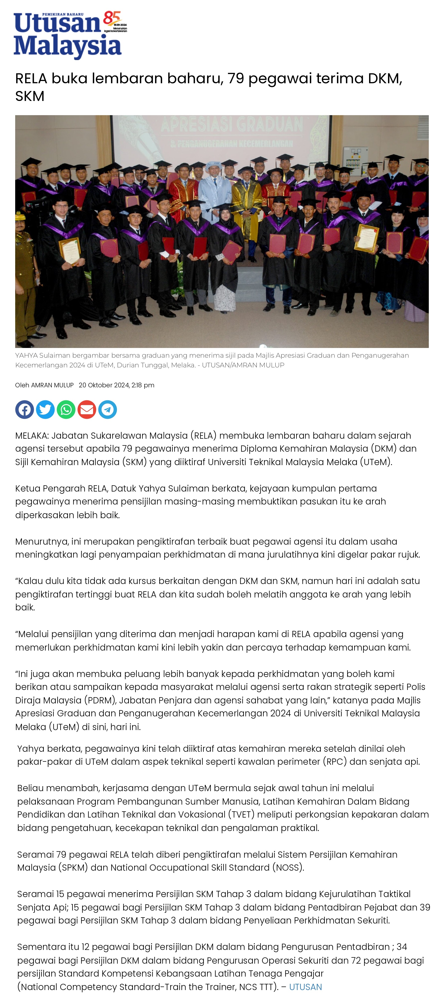 RELA buka lembaran baharu, 79 pegawai terima DKM, SKM