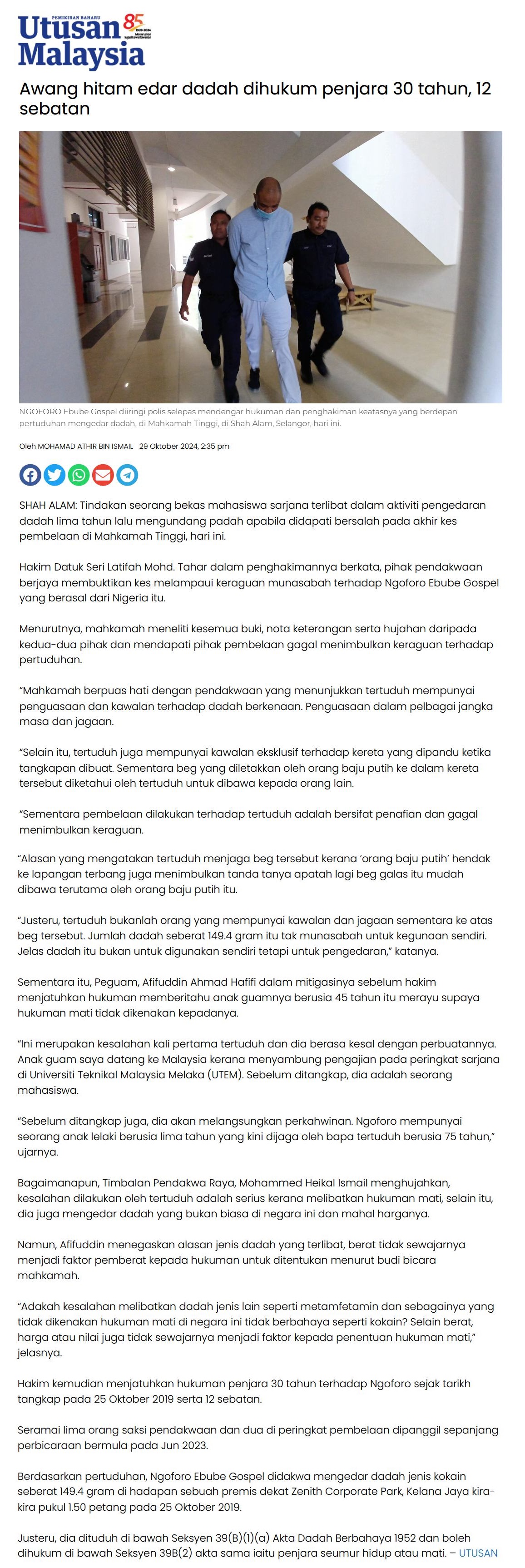 Awang hitam edar dadah dihukum penjara 30 tahun, 12 sebatan