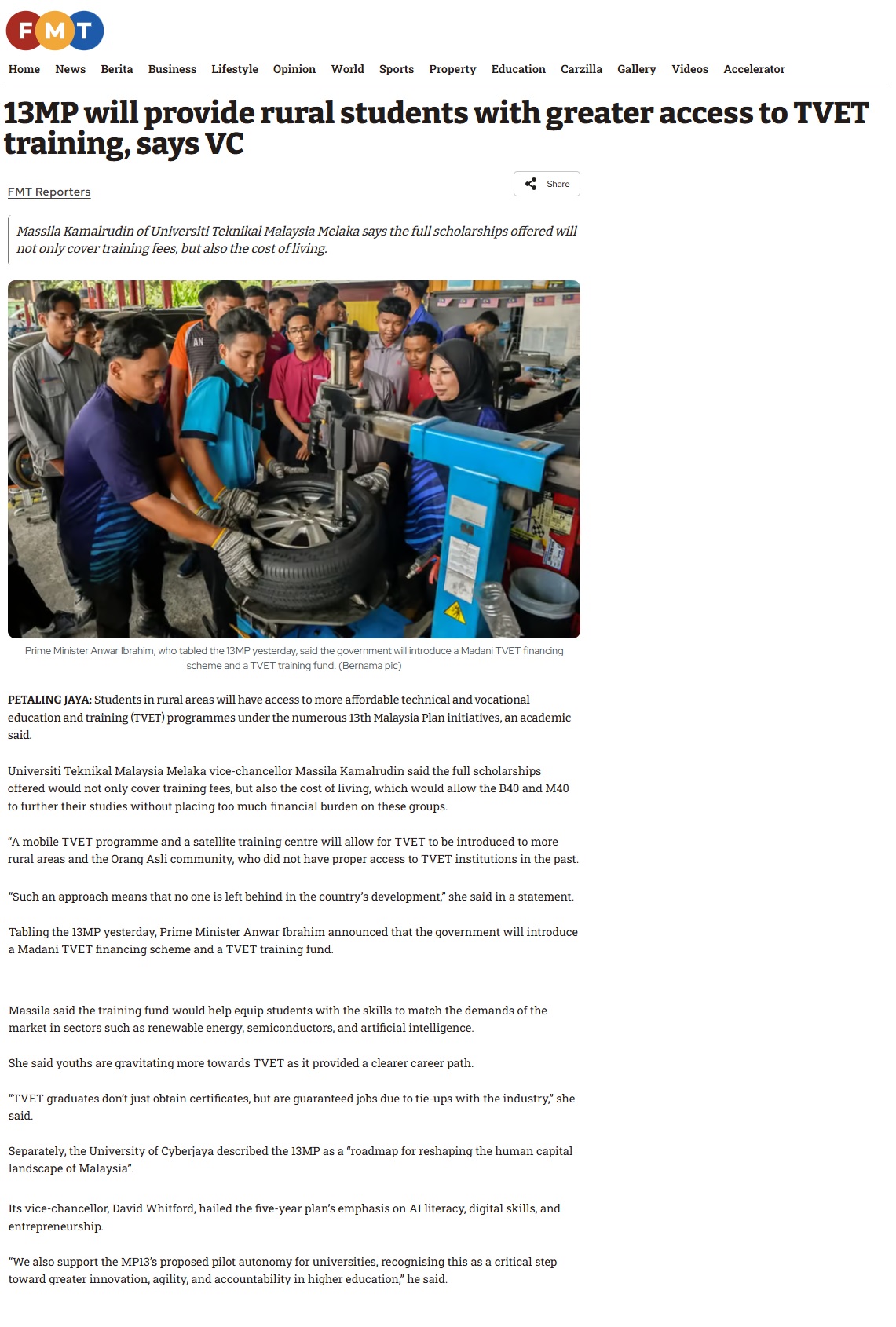 359 13MP will provide rural students with greater access to TVET training, says VC _ FMT