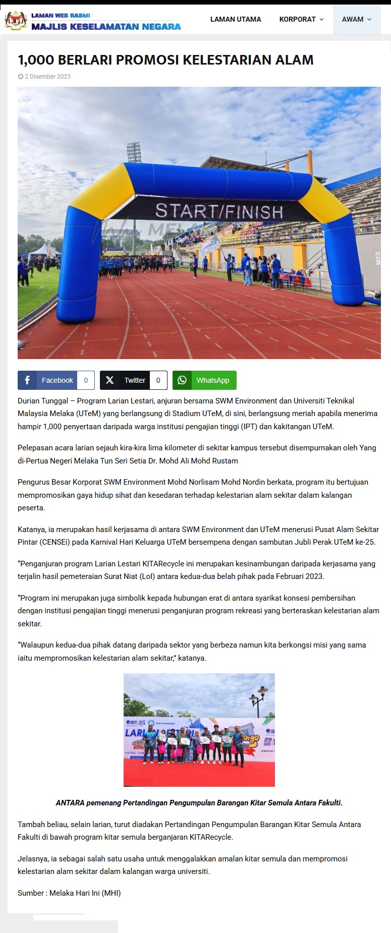 684 1,000 BERLARI PROMOSI KELESTARIAN ALAM - Laman Web MKN