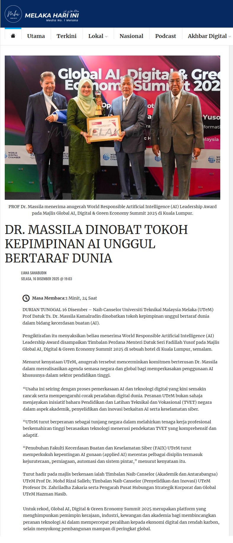 721 DR. MASSILA DINOBAT TOKOH KEPIMPINAN AI UNGGUL BERTARAF DUNIA