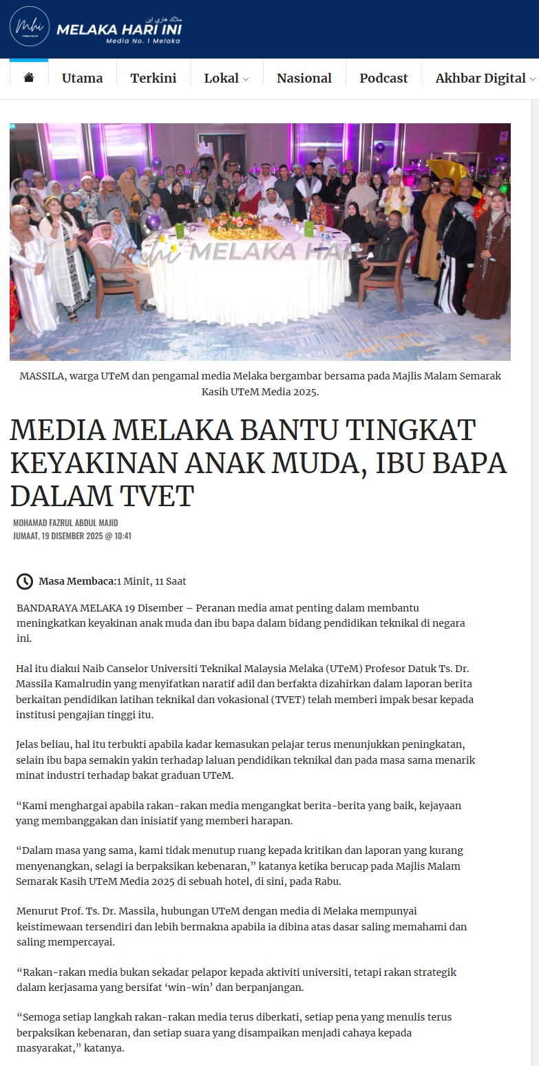 726 MEDIA MELAKA BANTU TINGKAT KEYAKINAN ANAK MUDA, IBU BAPA DALAM TVET