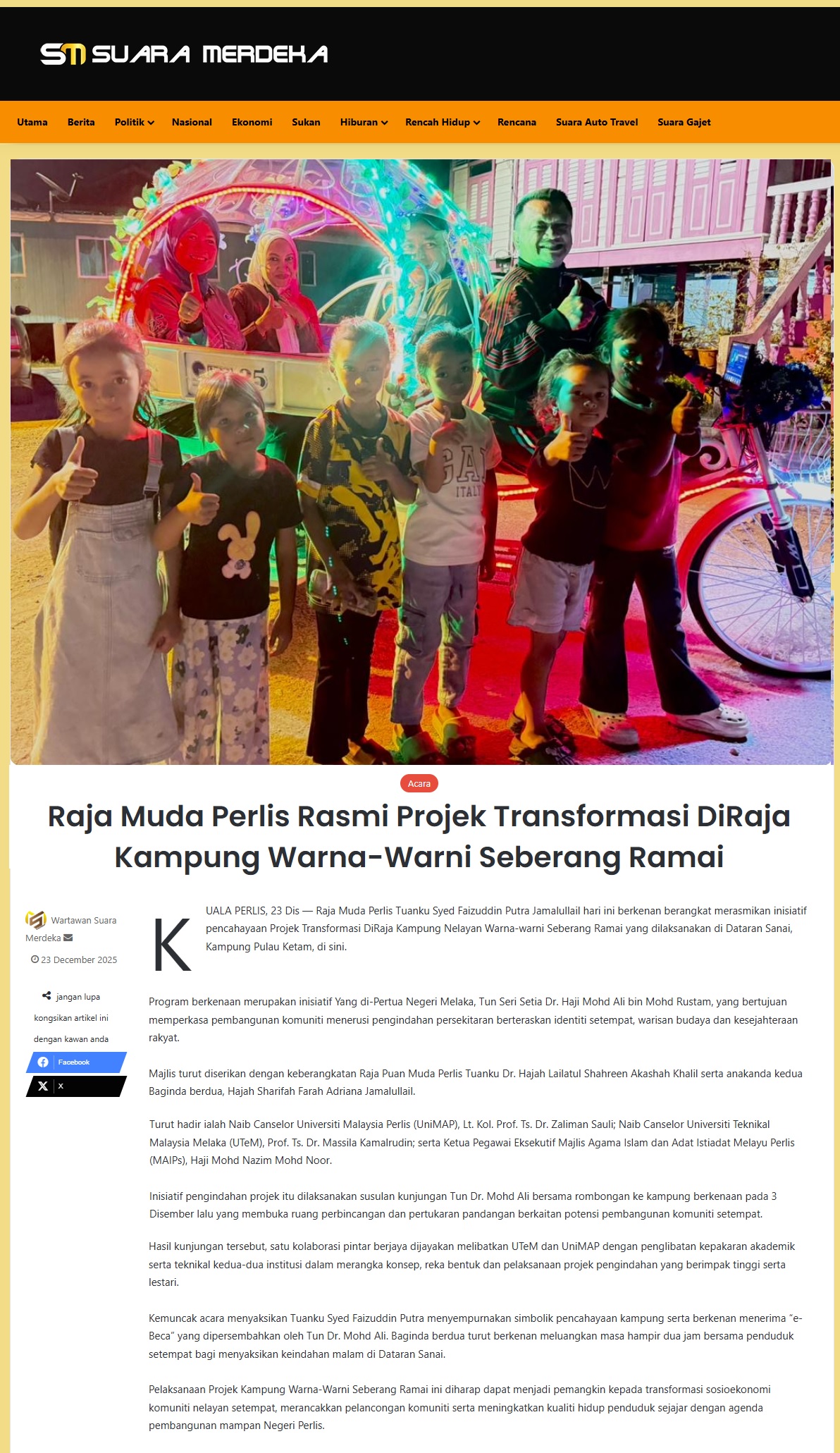 744 Raja Muda Perlis Rasmi Projek Transformasi DiRaja Kampung Warna-Warni Seberang Ramai _ Suara Merdeka