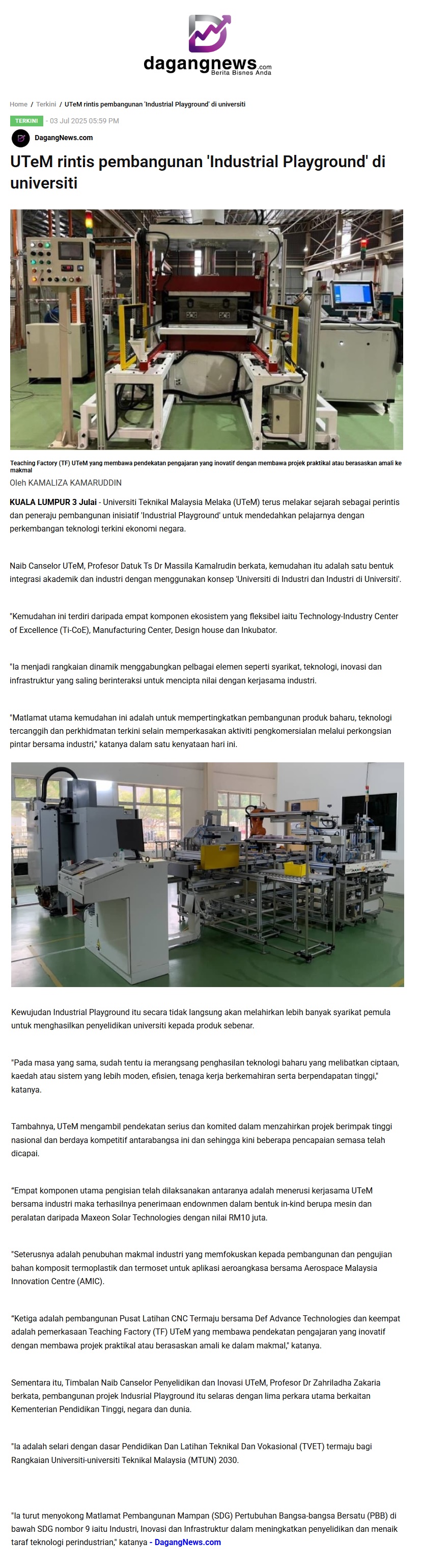 269 UTeM rintis pembangunan 'Industrial Playground' di universiti _ DagangNews - Berita Bisnes Anda