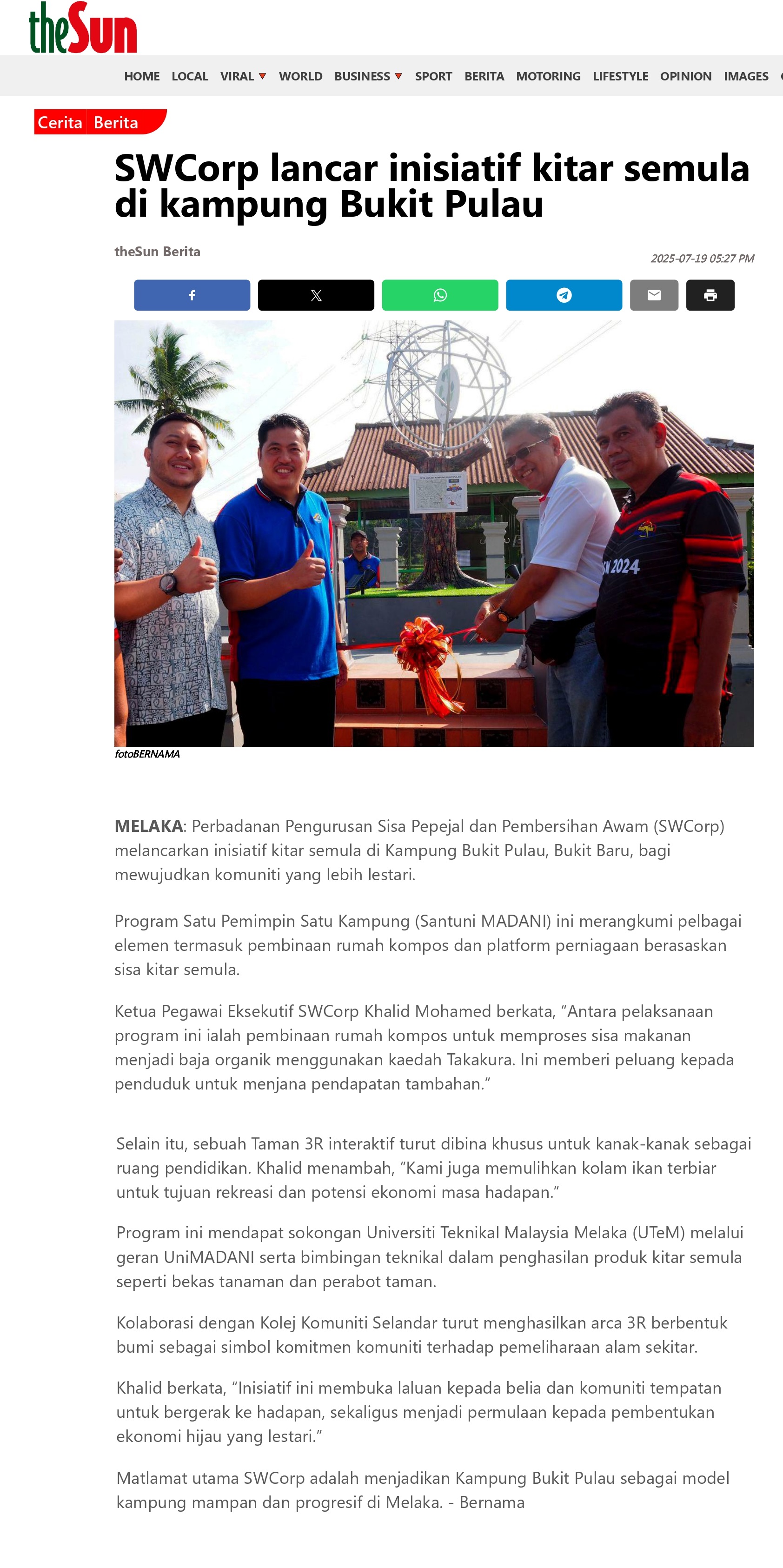 310 SWCorp lancar inisiatif kitar semula di kampung Bukit Pulau