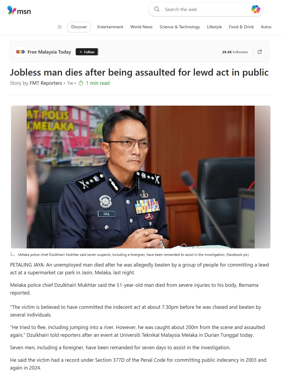 352 Jobless man dies after being assaulted for lewd act in public