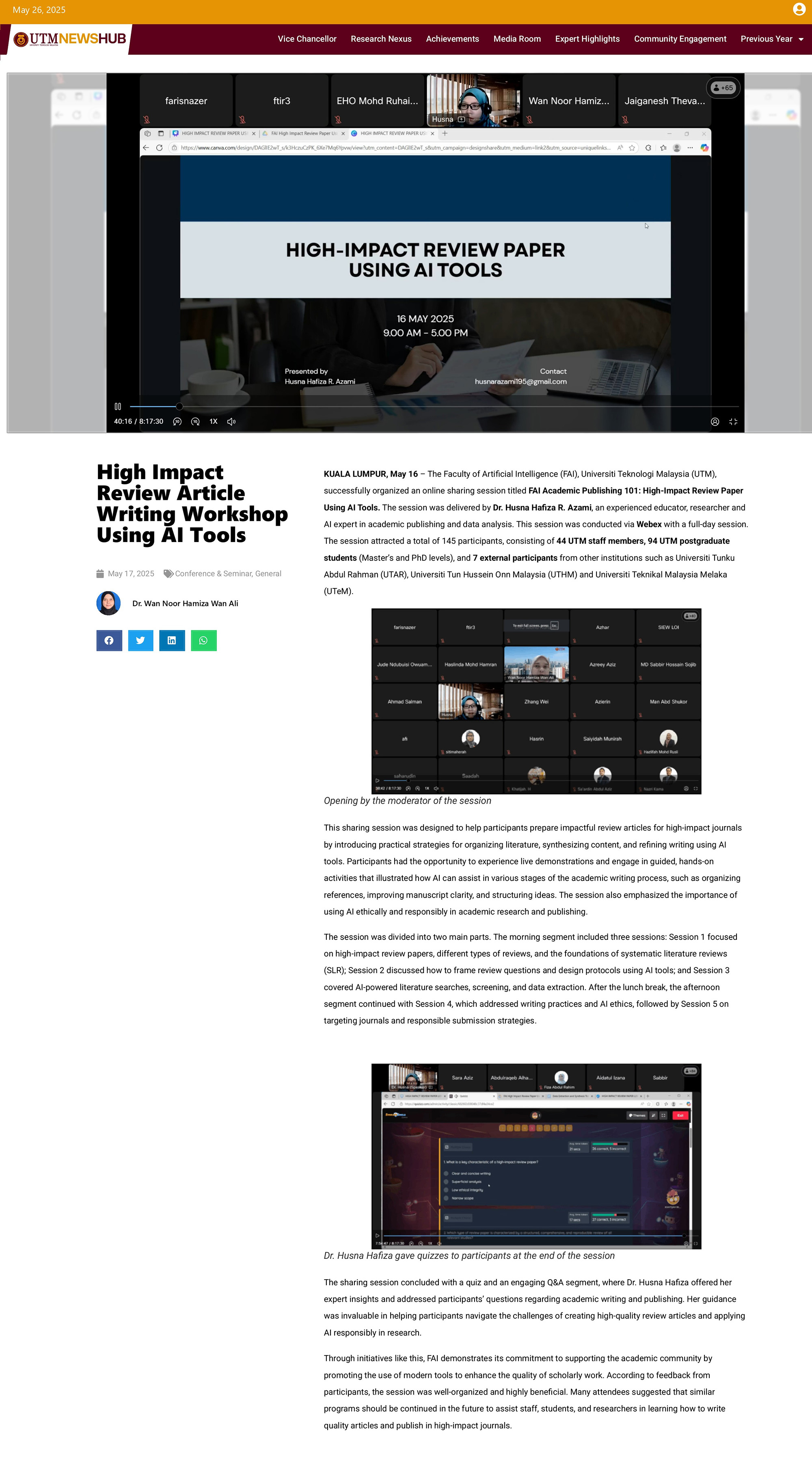 201 High Impact Review Article Writing Workshop Using AI Tools – UTM NewsHub