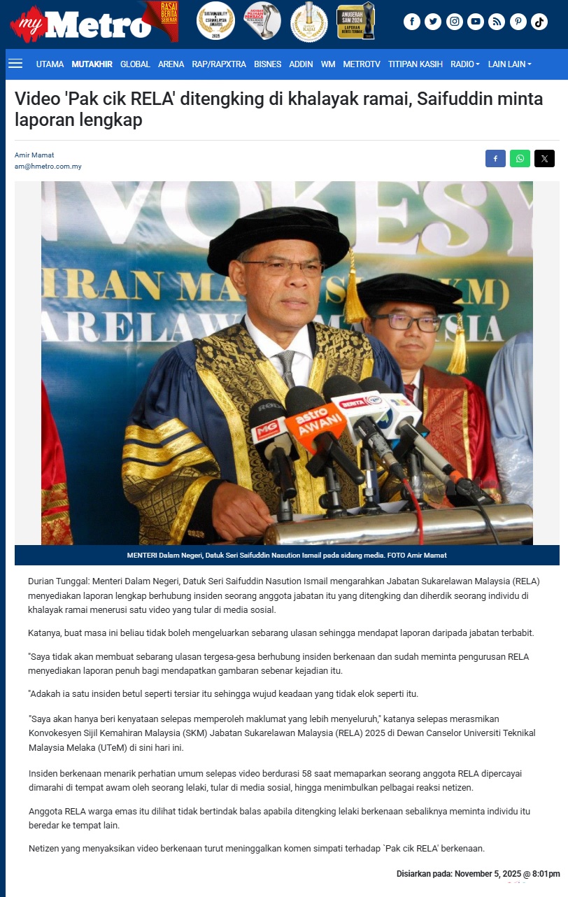 591 Video 'Pak cik RELA' ditengking di khalayak ramai, Saifuddin minta laporan lengkap