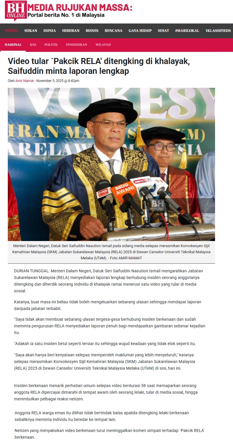 592 Video tular `Pakcik RELA' ditengking di khalayak, Saifuddin minta laporan lengkap