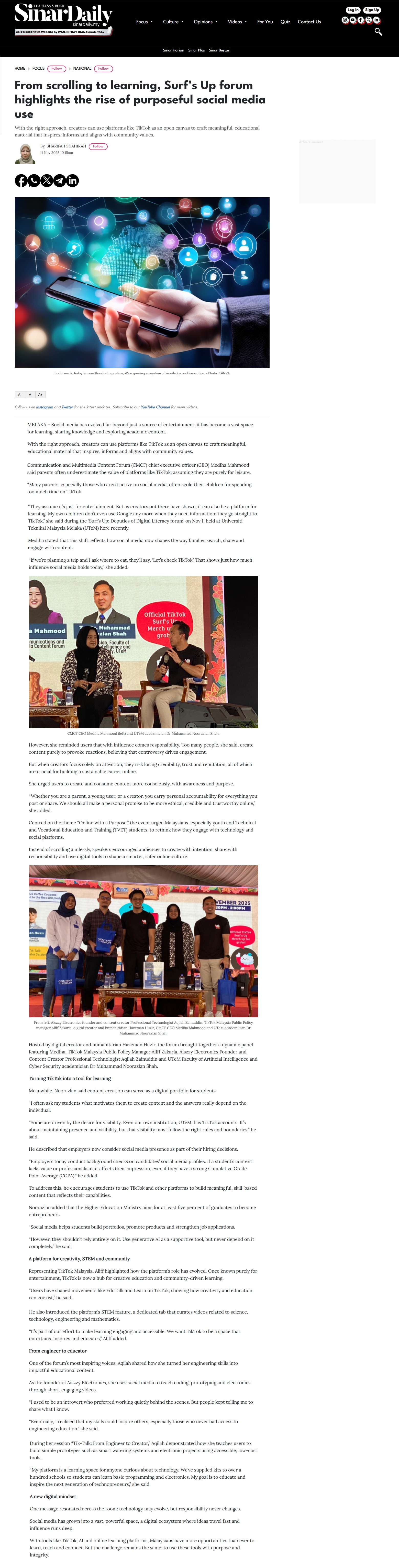 603 From scrolling to learning, Surf’s Up forum highlights the rise of purposeful social media use - Sinar Daily