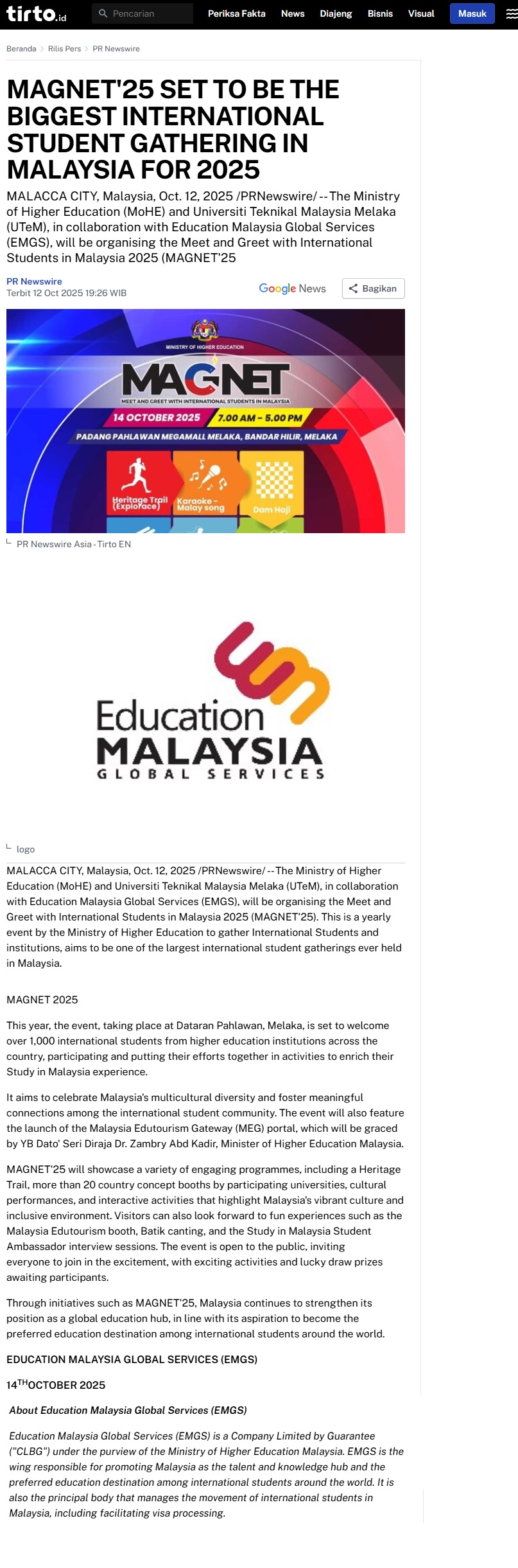 535 MAGNET'25 SET TO BE THE BIGGEST INTERNATIONAL STUDENT GATHERING IN MALAYSIA FOR 2025 tirto