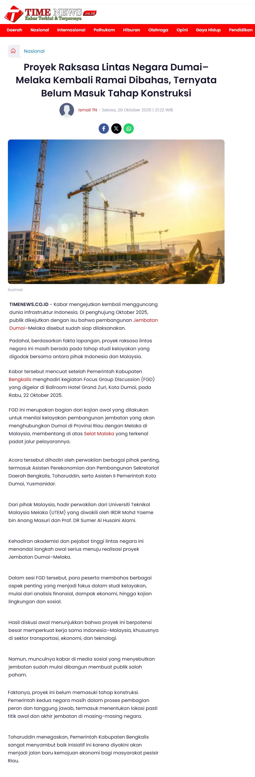 564 Proyek Raksasa Lintas Negara Dumai Melaka Kembali Ramai Dibahas Ternyata Belum Masuk Tahap Konstruksi - Timenews