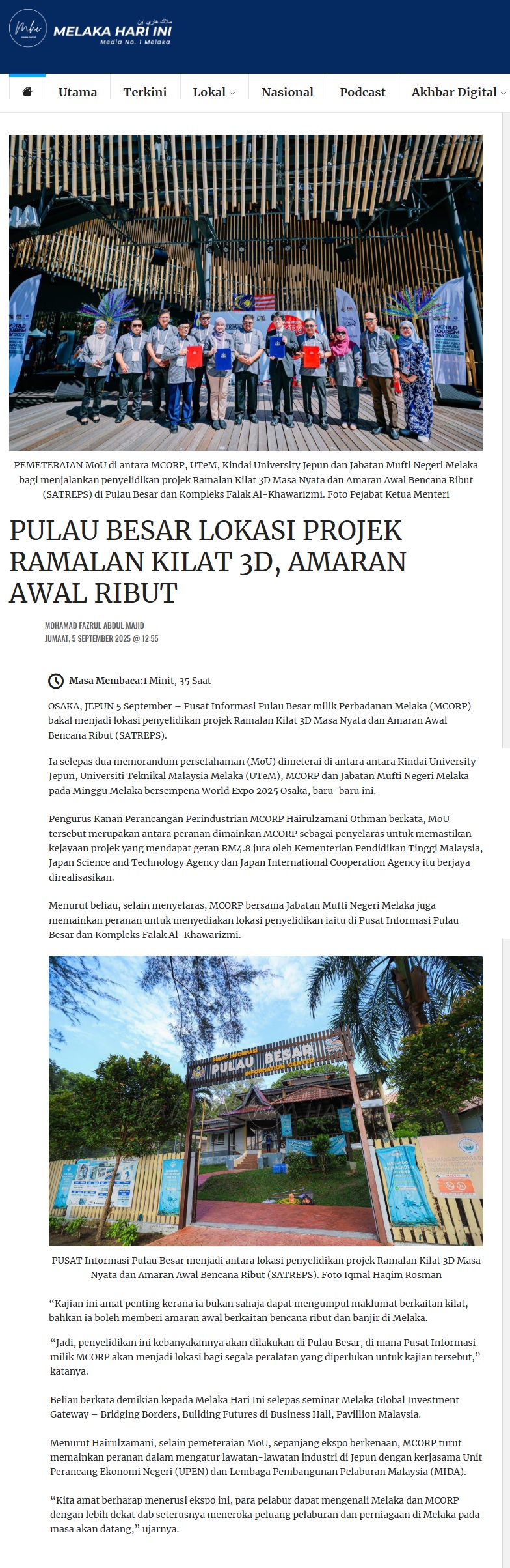 446 PULAU BESAR LOKASI PROJEK RAMALAN KILAT 3D, AMARAN AWAL RIBUT