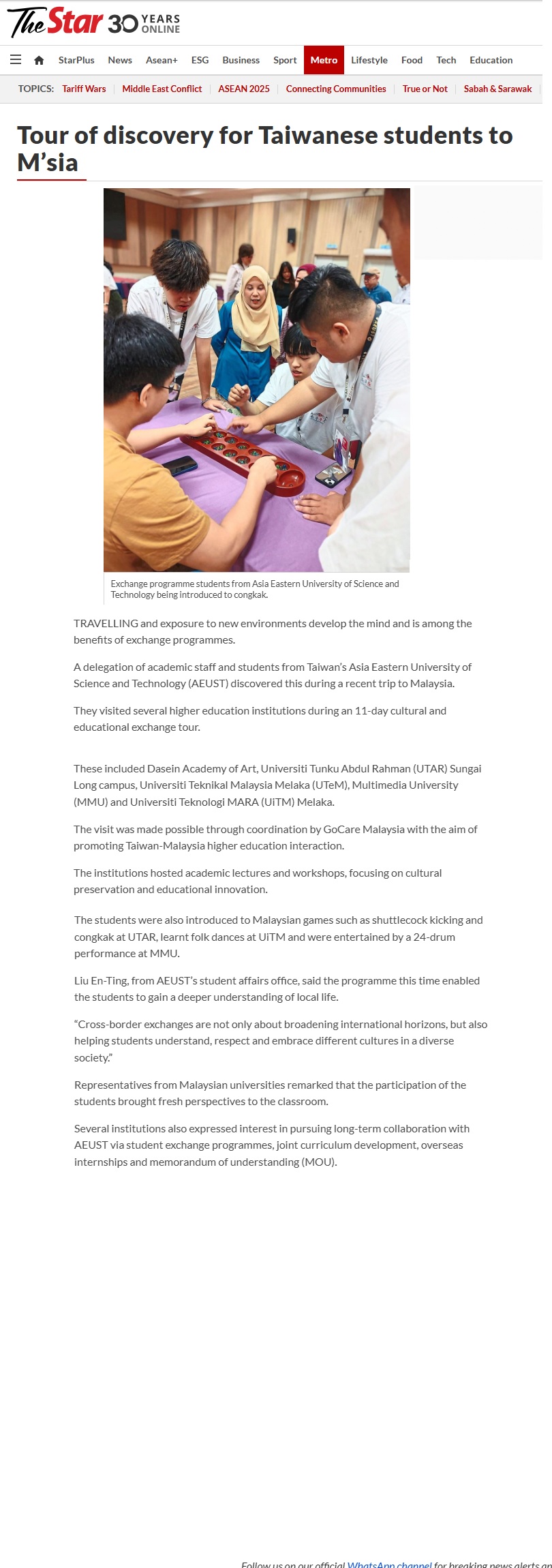 464 Tour of discovery for Taiwanese students to M’sia _ The Star