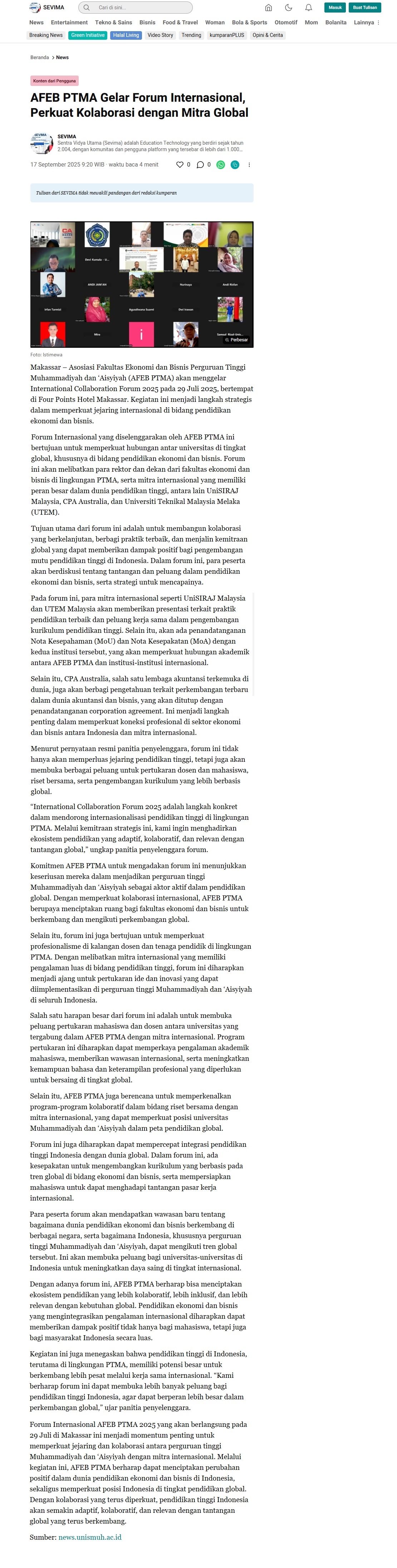 472 AFEB PTMA Gelar Forum Internasional, Perkuat Kolaborasi dengan Mitra Global