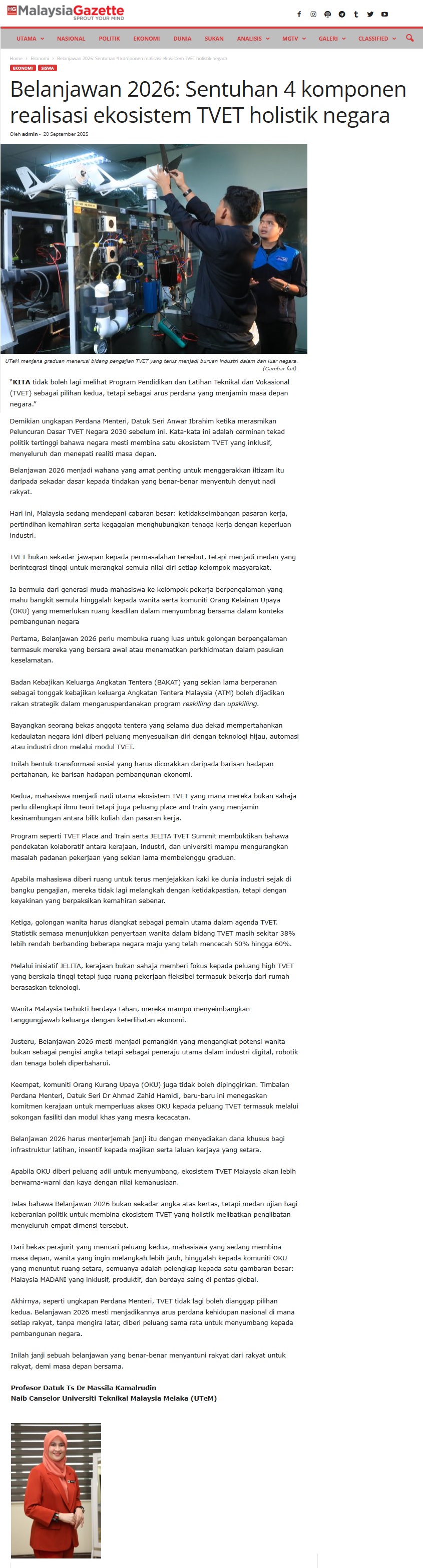 483 Belanjawan 2026_ Sentuhan 4 komponen realisasi ekosistem TVET holistik negara
