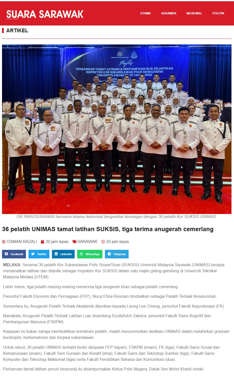 487 36 Pelatih UNIMAS Tamat Latihan SUKSIS, Tiga Terima Anugerah Cemerlang _ Suara Sarawak