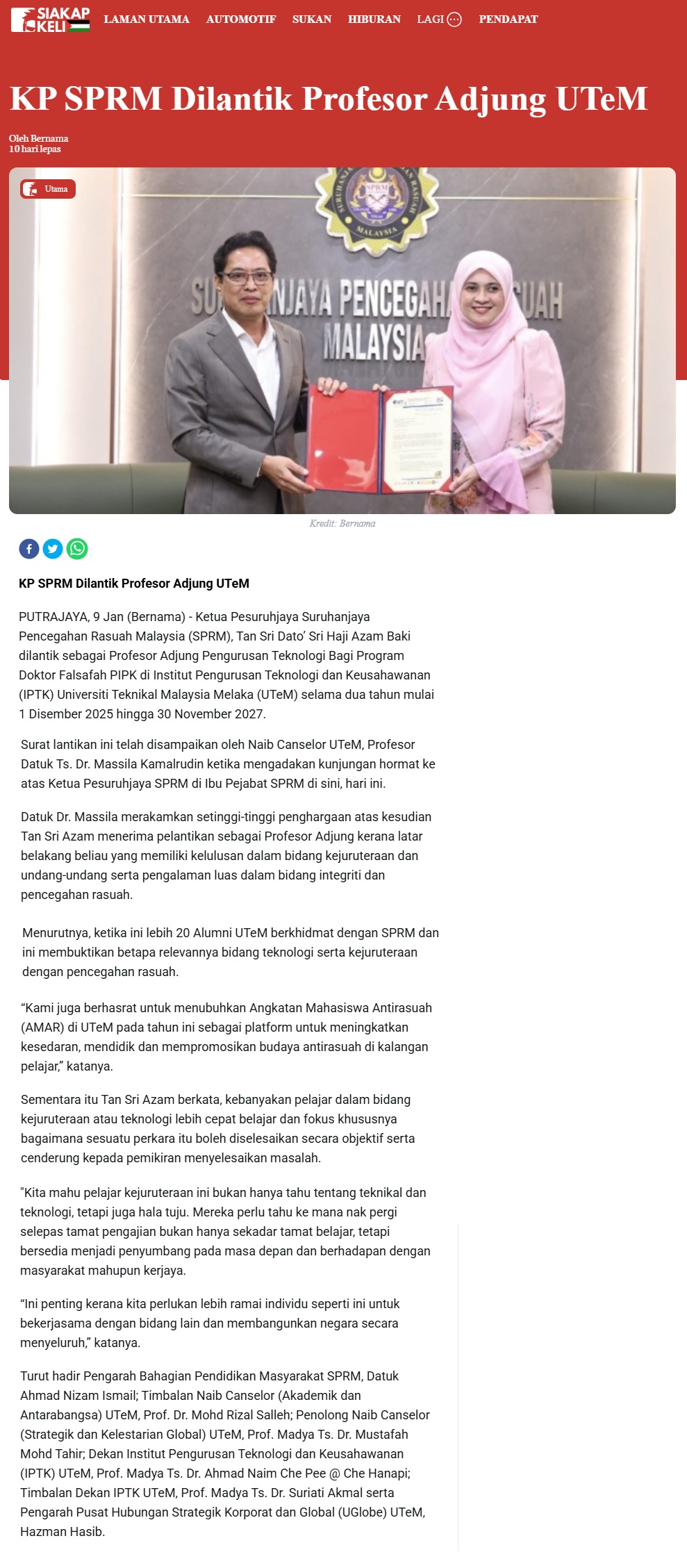 27 KP SPRM Dilantik Profesor Adjung UTeM - Siakap Keli