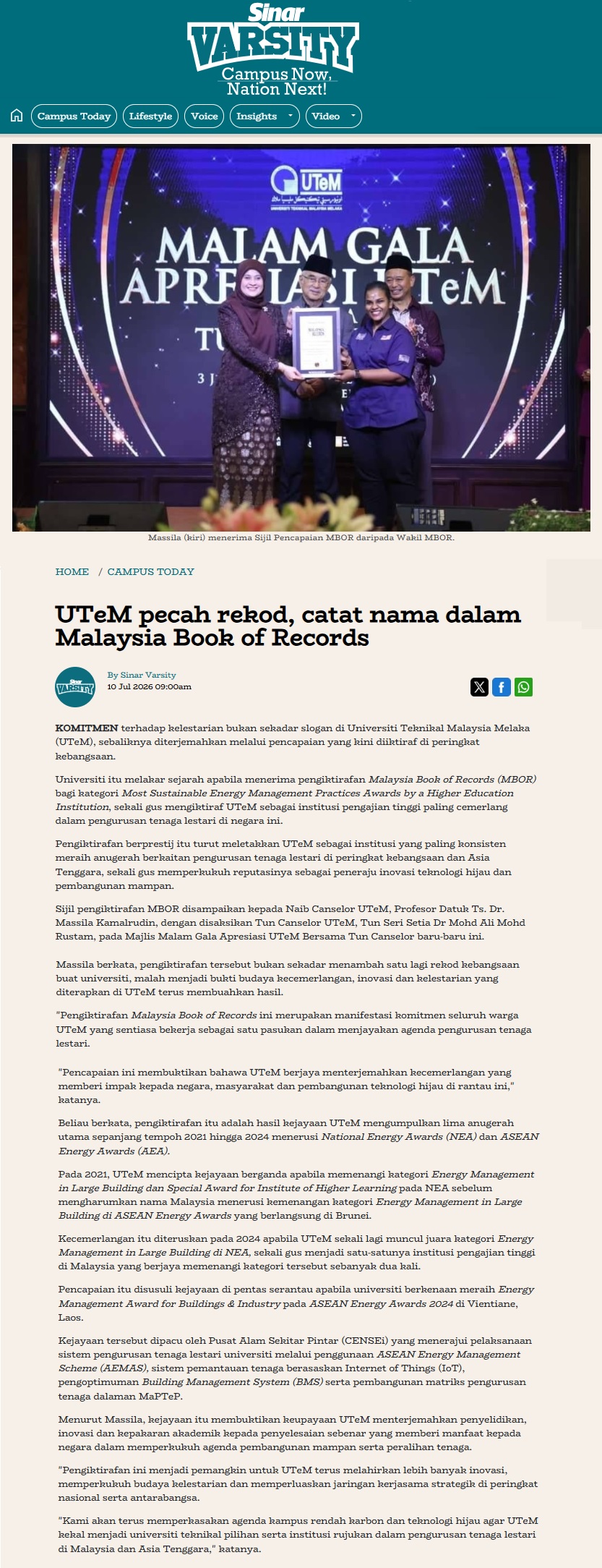 377 UTeM pecah rekod catat nama dalam Malaysia Book of Records Sinar Varsity