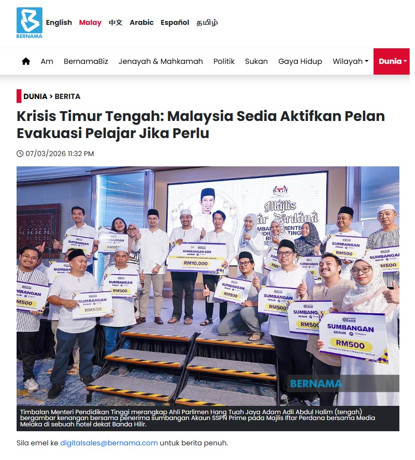 132 Krisis Timur Tengah Malaysia Sedia Aktifkan Pelan Evakuasi Pelajar Jika Perlu