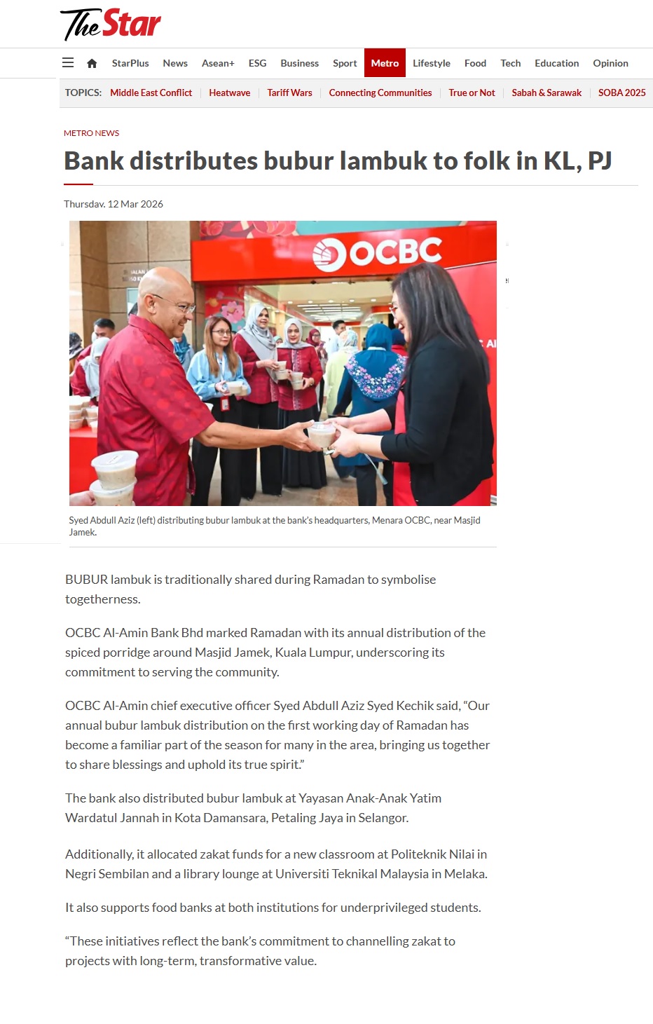 155 Bank distributes bubur lambuk to folk in KL, PJ _ The Star